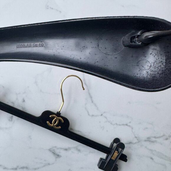 2pc Vintage Chanel Black Velvet Gold Tone CC Hardware Clothing Hangers - Picture 4 of 14